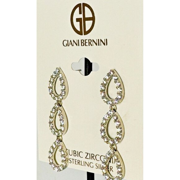 Giani Bernini CZ Drop Earrings 18k Gold-Plated Sterling Silver NWT $100 MSRP - Picture 3 of 10